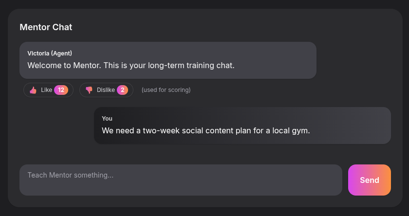 Mentor dashboard preview